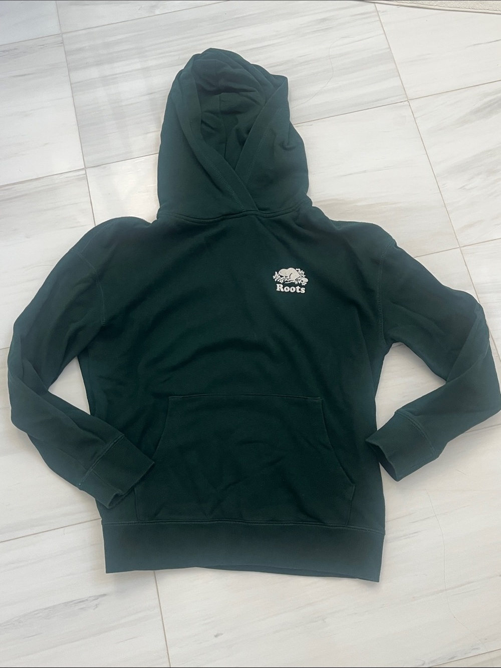 Roots Forest Green Pullover Hoodie with White Logo